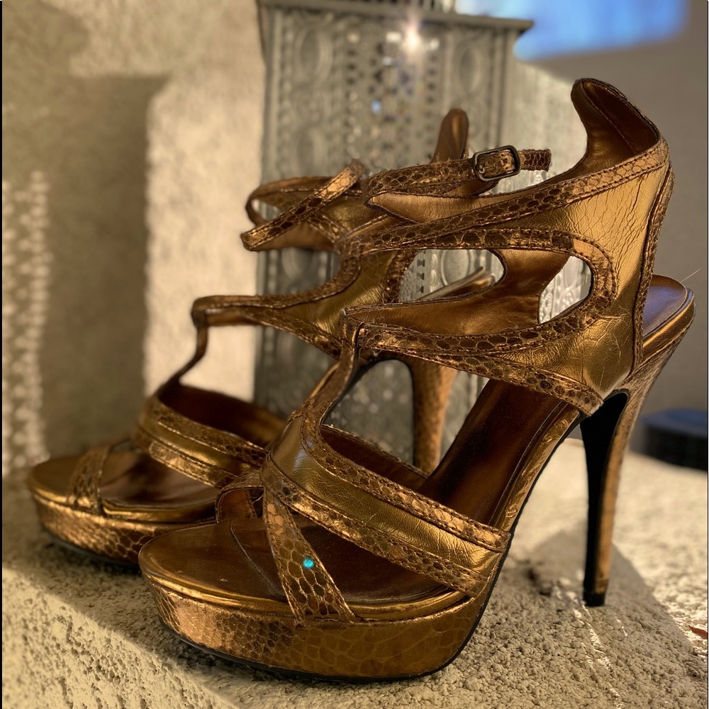 BRONZE🌅STRAPPY🌅PLATFORM🌅HEELS